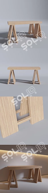 Realistic Modern Wood Table 02 3D model image 2
