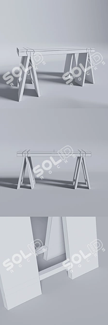 Realistic Modern Wood Table 02 3D model image 3