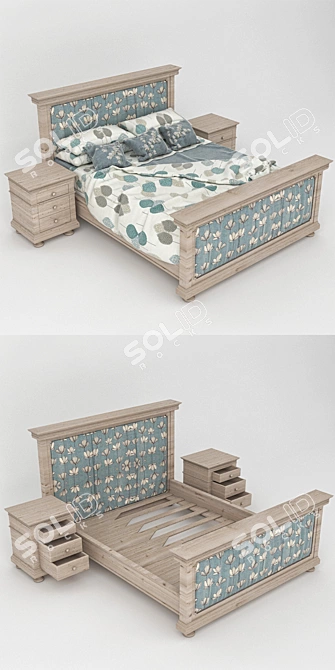 Blossom Fabric Bed 3D model image 2