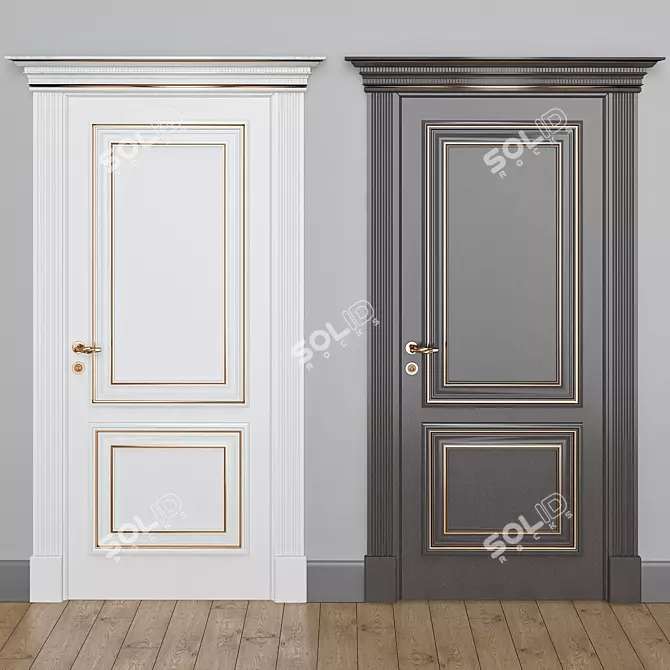 Elegant Pine Interior Doors 3D model image 1