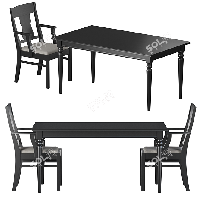 Title: IKEA Ingatorp Dining Set 3D model image 1
