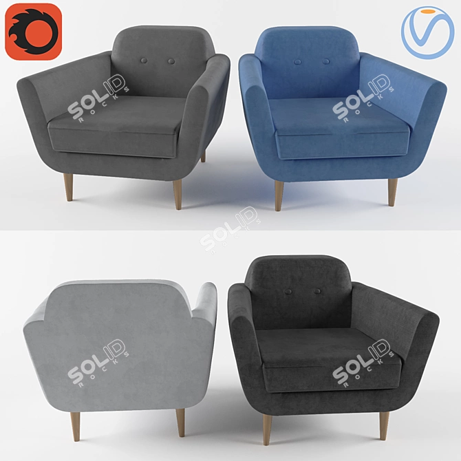 Modern Upholstered Armchair 3D model image 1
