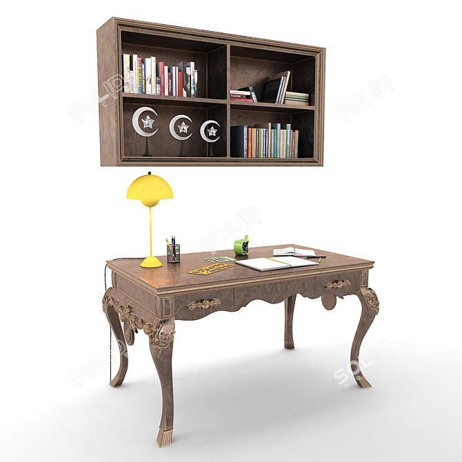 Elegant Venedik Study Desk 3D model image 1