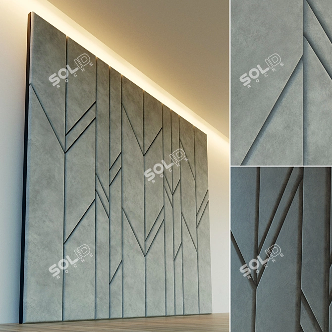 Elegant Soft Panel Wall Decor 3D model image 1