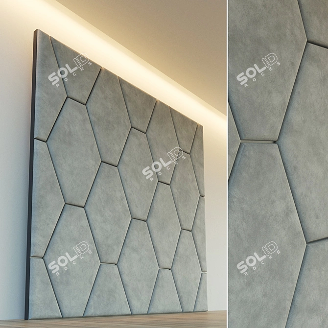 Elegant Soft Panel Wall: Decorative Metal Moldings 3D model image 1