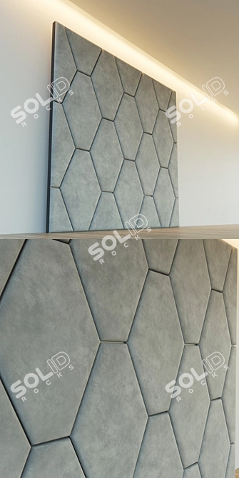 Elegant Soft Panel Wall: Decorative Metal Moldings 3D model image 2