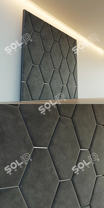 Elegant Soft Panel Wall: Decorative Metal Moldings 3D model image 3