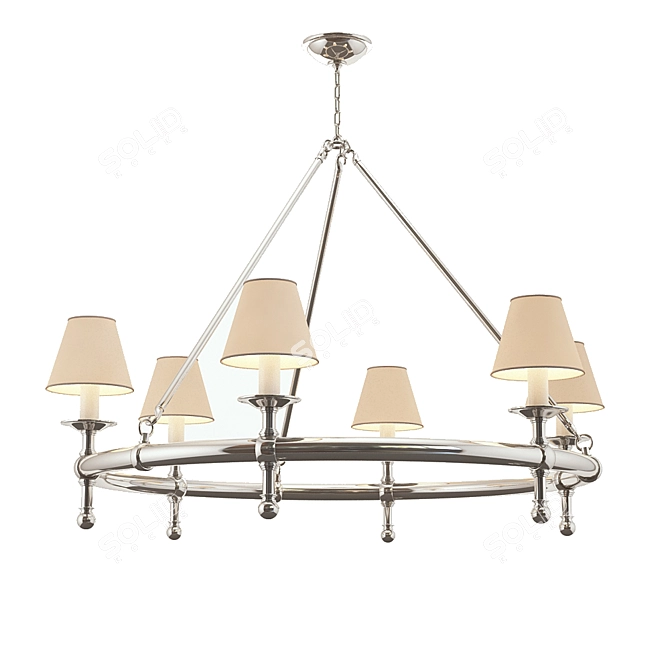 Elegant Polished Nickel Ring Chandelier 3D model image 1