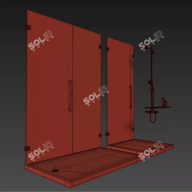 Aruna Shower Set: Tray, Glass, Pipe & Accessories 3D model image 3