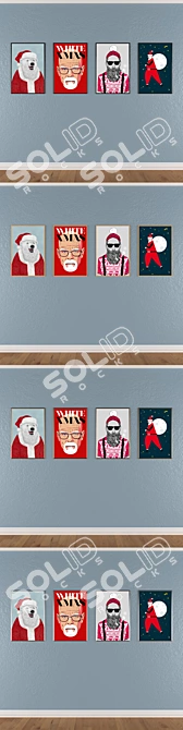 Versatile Wall Art Set with Frames 3D model image 3