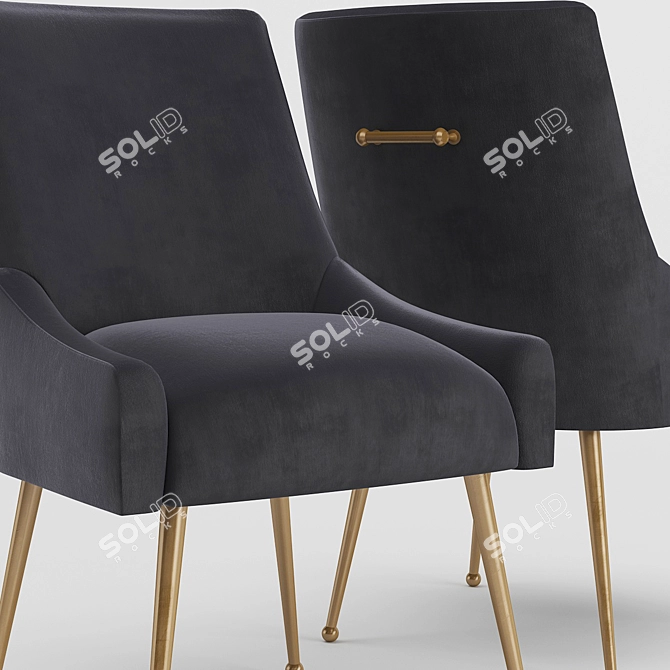 Luxurious Grey Velvet Side Chair 3D model image 2