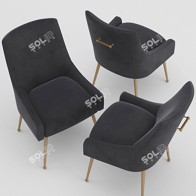 Luxurious Grey Velvet Side Chair 3D model image 3