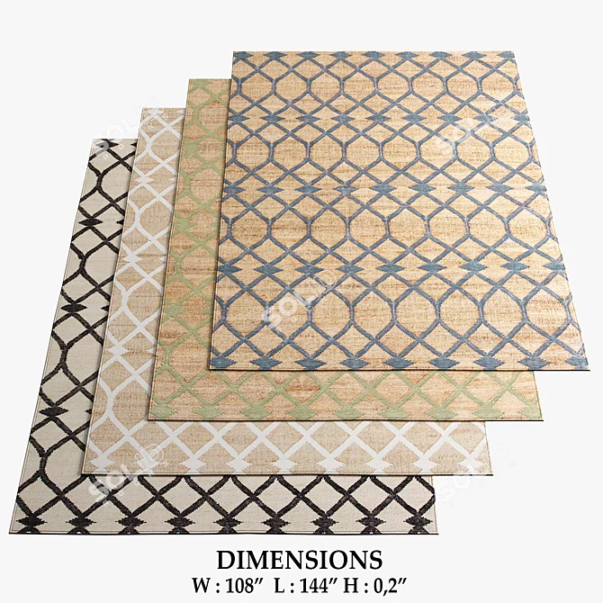 Rodas Rugs - Blue, Green, White, Black 3D model image 1