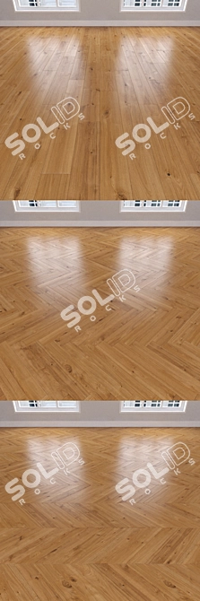 Caramel Oak Parquet: Herringbone, Linear, Chevron 3D model image 2