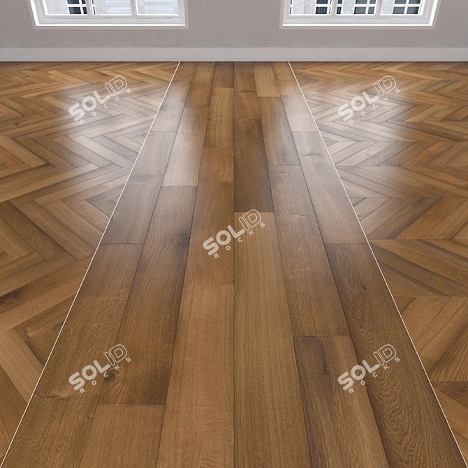 Oak Parquet: Herringbone, Linear, Chevron 3D model image 1