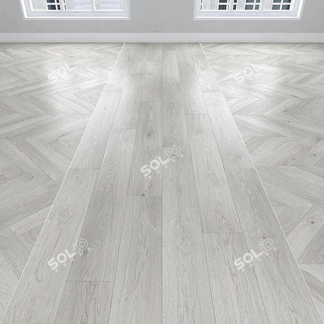 White Oak Parquet: Herringbone, Linear, Chevron 3D model image 1