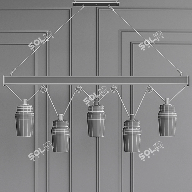 Elegant Metal and Glass Pendant 3D model image 2