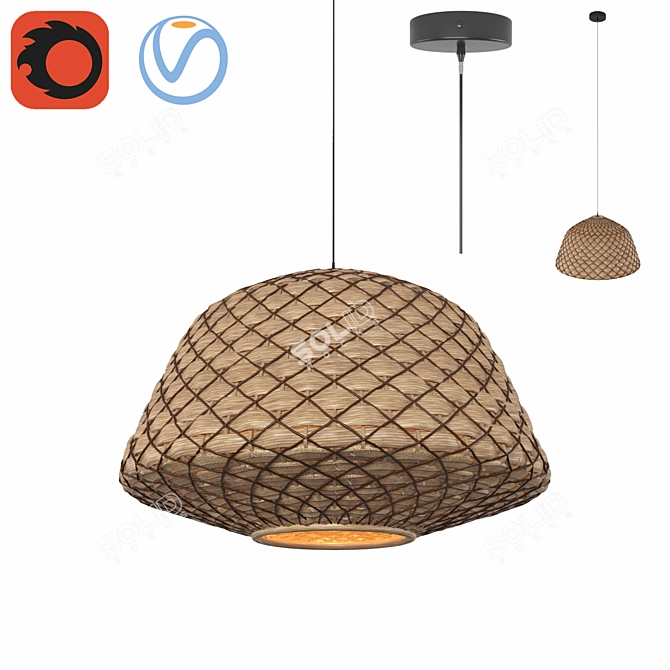 Hyacinth Basket Pendant Lamp (460mm Height, 630mm Diameter) 3D model image 1