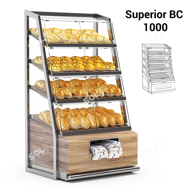 Superior Bread Display Rack 3D model image 1