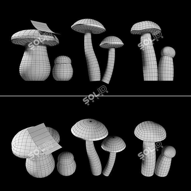 Mushroom Collection: 4 Varieties 3D model image 3