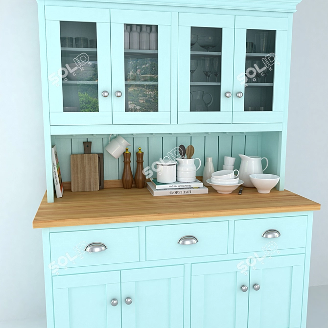 Modern Kitchen Cabinet Set 3D model image 2