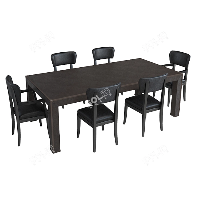 Bottega Veneta Meta Chair & Rectangular Dining Table Set 3D model image 1