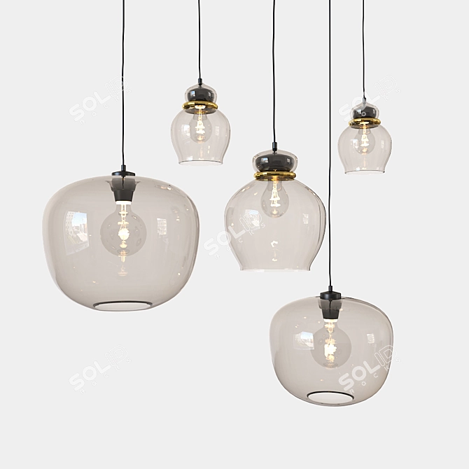 Modern Glass Pendant Light 3D model image 1