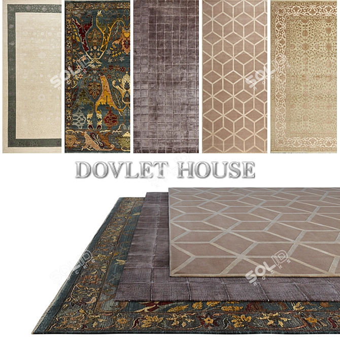 DOVLET HOUSE 5-Piece Carpets (Part 297) 3D model image 1