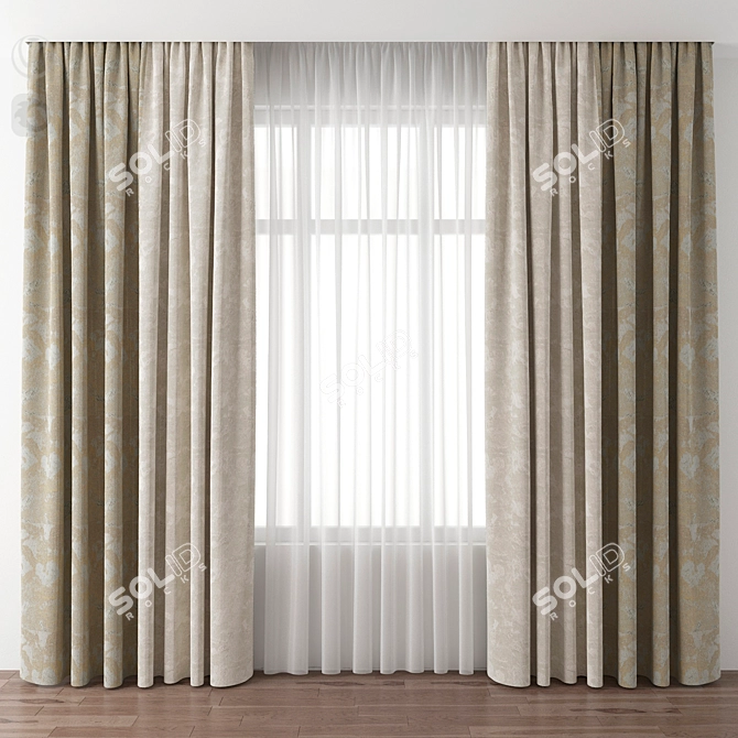 Dual Tone Velvet Curtain 3D model image 1