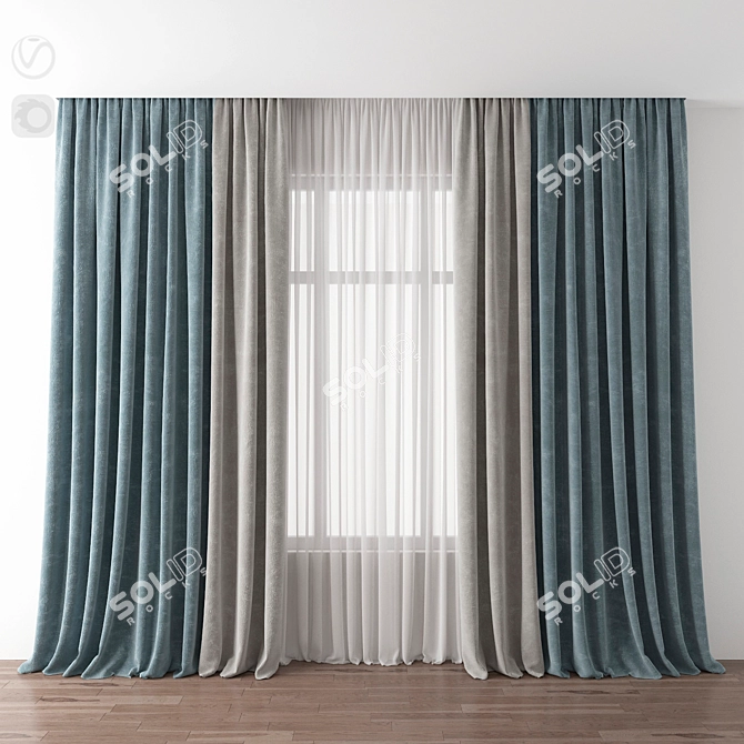 Modern Window Curtain 3D model image 1