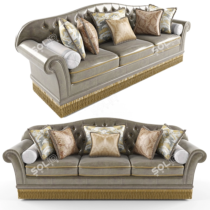 Elegant Quilted Sofa Set 3D model image 1