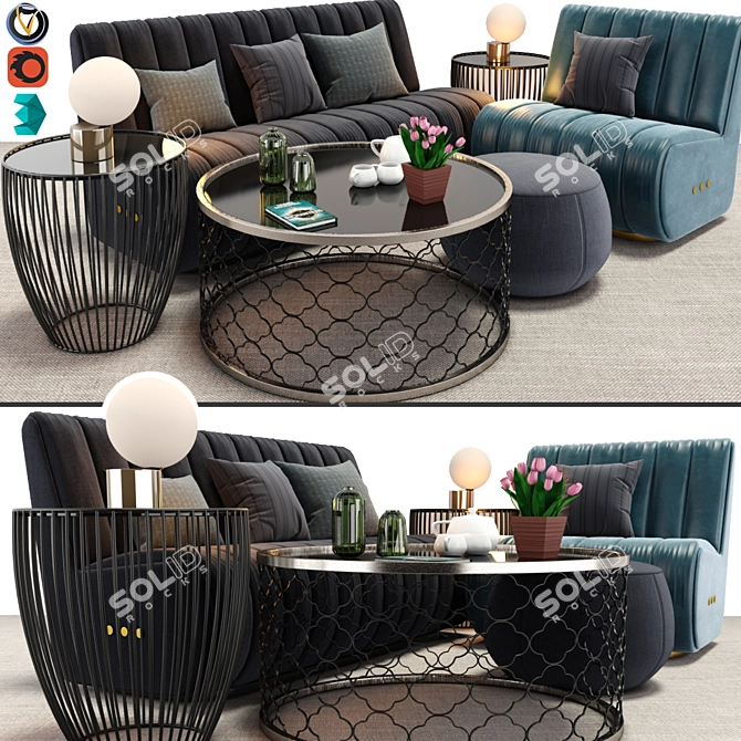 Sophia Sofa and Armchair Set: Elegant and Comfortable 3D model image 1