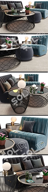 Sophia Sofa and Armchair Set: Elegant and Comfortable 3D model image 2