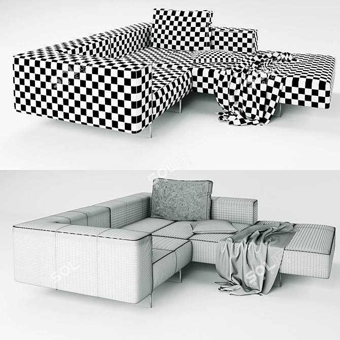 Modern and Elegant Boconcept Sofa 3D model image 2