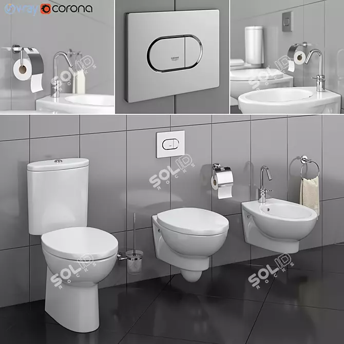 Hatria Erika Pro WC & Bidet 3D model image 1