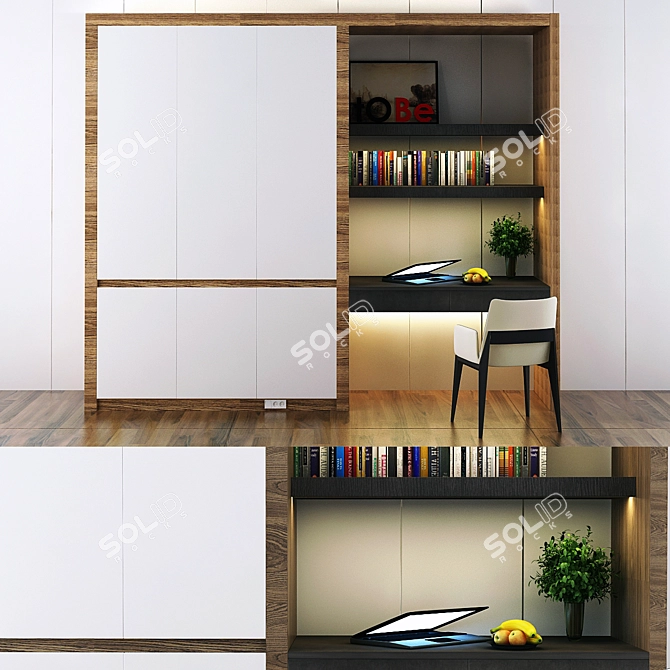 Sleek Chic Wardrobe 3D model image 1