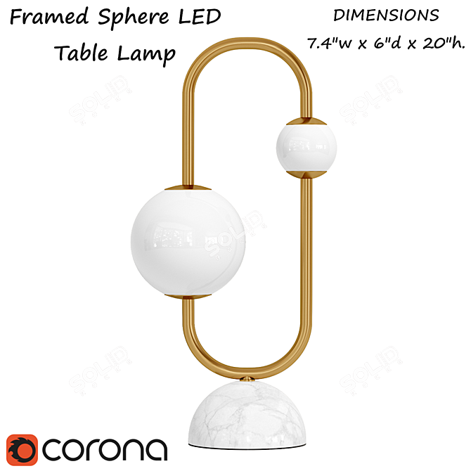 Sleek LED Sphere Table Lamp 3D model image 1