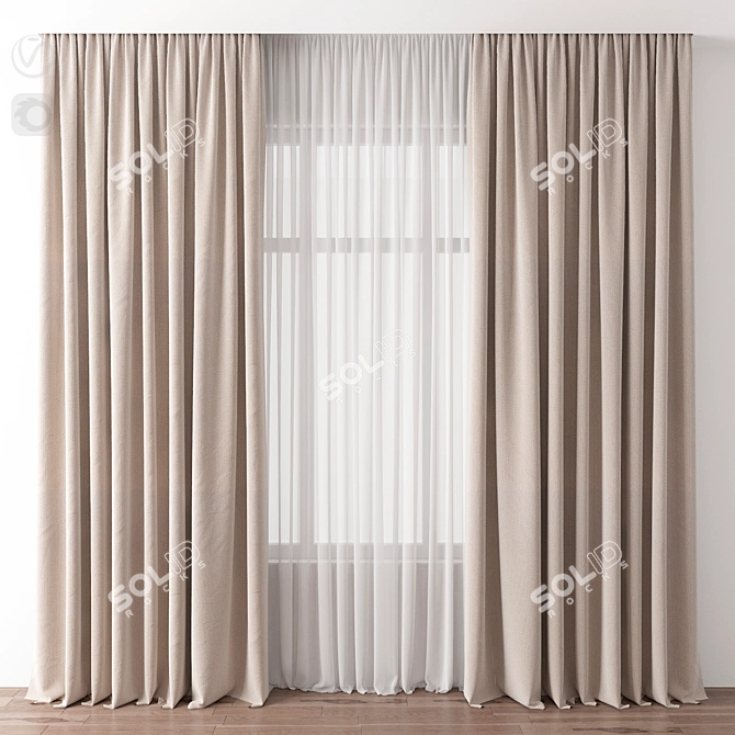 Modern Folding Curtain 3D model image 1