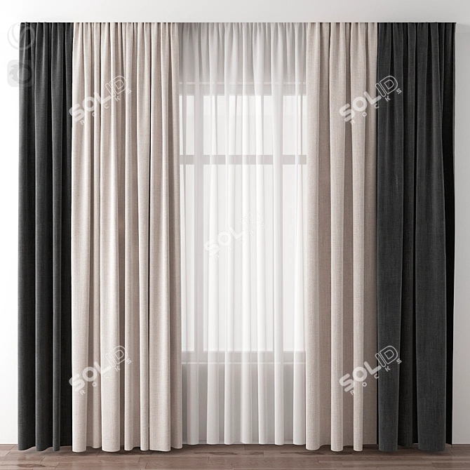 Elegant Drapes - Stylish Window Treatments 3D model image 1