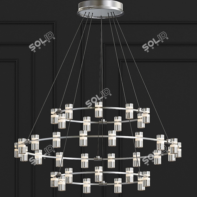 Contemporary Chrome Three Tier Chandelier 3D model image 1