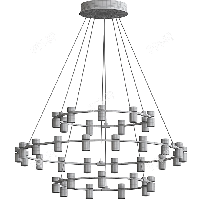 Contemporary Chrome Three Tier Chandelier 3D model image 2