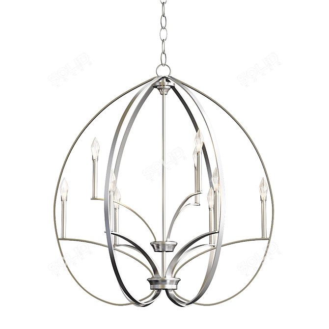Tilbury Chandelier: Polished Nickel, Incandescent Bulbs, Elegant Design 3D model image 1