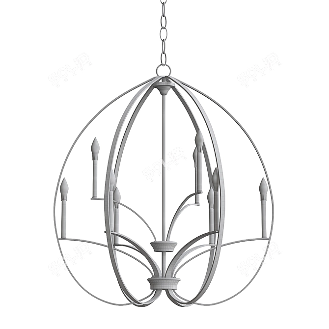 Tilbury Chandelier: Polished Nickel, Incandescent Bulbs, Elegant Design 3D model image 2