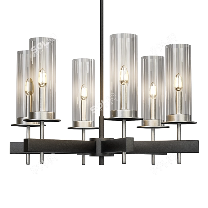 Sleek Tuxedo Chandelier by Sonneman 3D model image 1