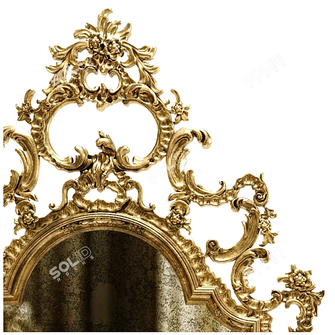 Roberto Giovannini Gold Carved Giltwood Mirror 3D model image 2