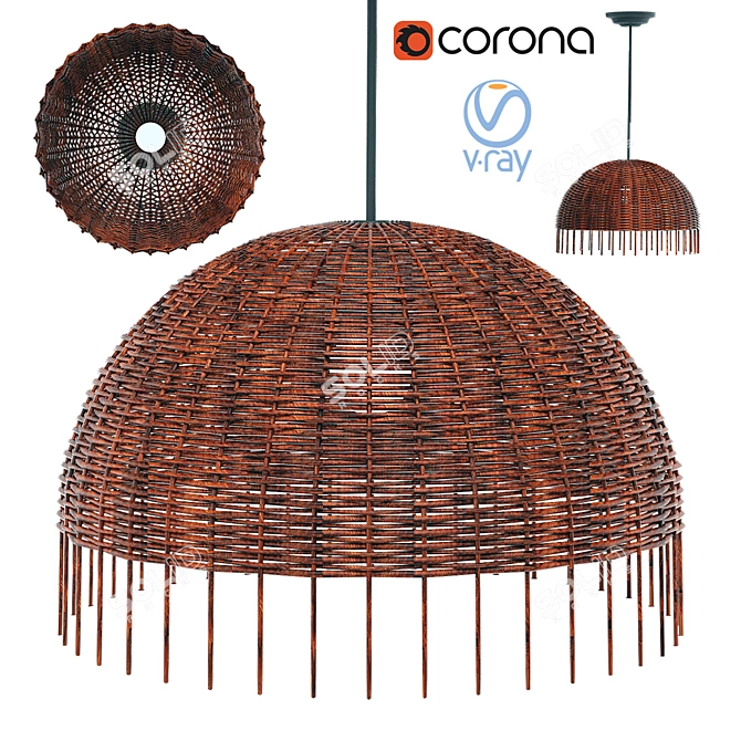 Gervasoni Croco 95: Elegant Woven Rattan Lamp 3D model image 1