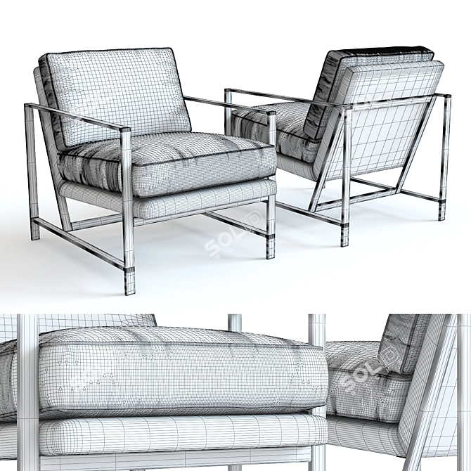 West Elm Metal Frame Chair 3D model image 2