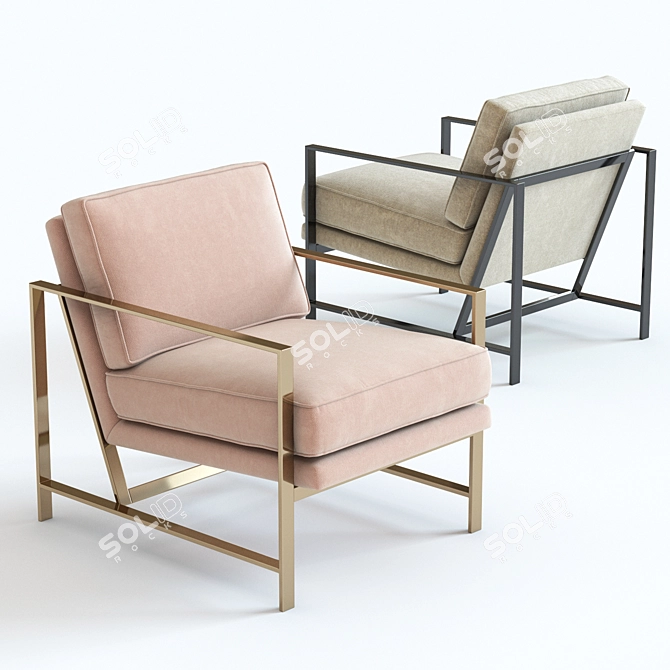 West Elm Metal Frame Chair 3D model image 3