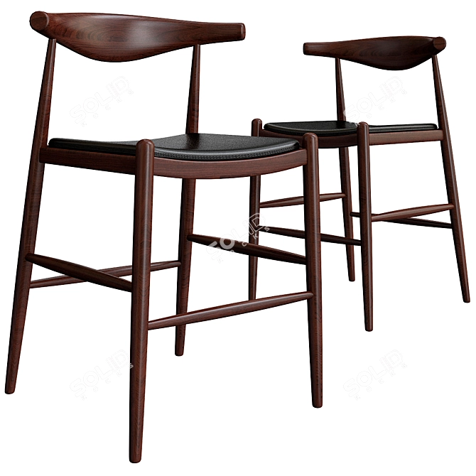 Elegant Elbow Bar Stool 3D model image 1