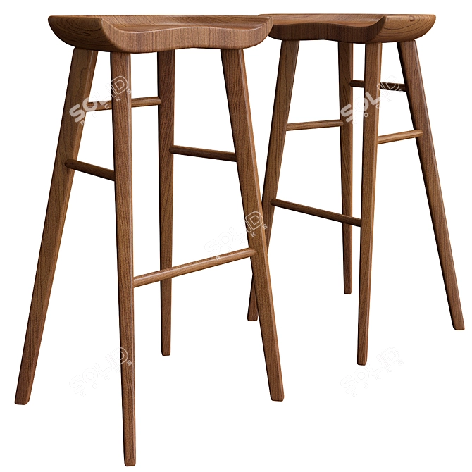 Sleek and Stylish Kami Bar Stool 3D model image 1